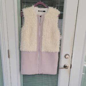 For Love And Lemons Alpine Faux Fur Fuzzy Teddy Vest Lilac Sz XS